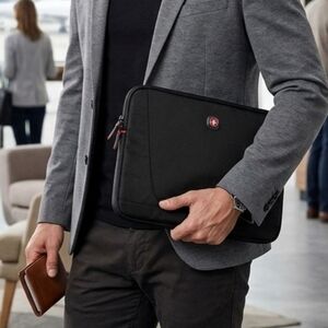 Wenger Black Laptop Sleeve with Red Accent
